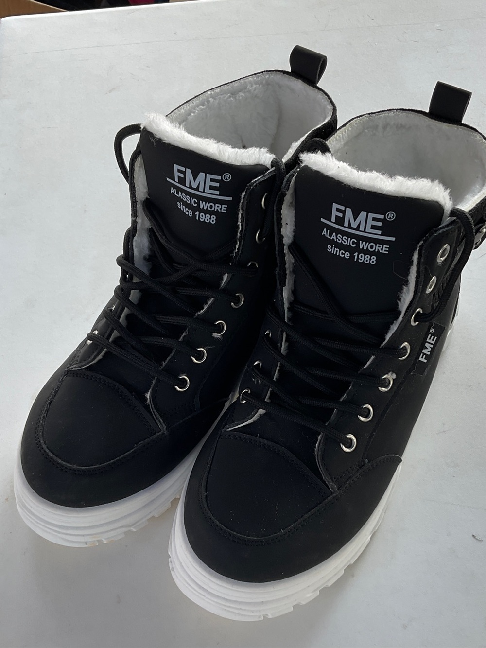 ME Makeover Essentials Men’s Black High-Top Winter Boots with White Sole